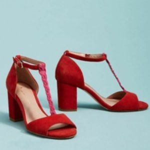 ANTHROPOLOGIE KELSEY T-STRAP BLOCK HEEL SANDAL